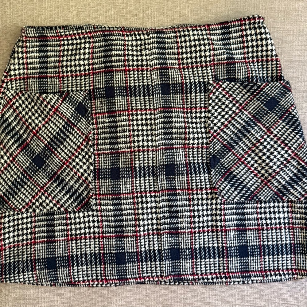 Gilli Black, White, and Red Plaid Mini Skirt